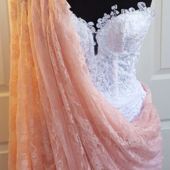 Bollywood Glam White Lace Corset Wedding Saree